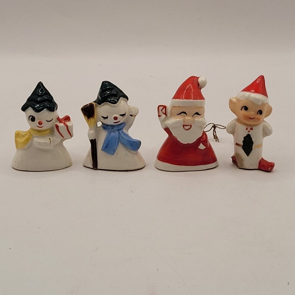 Vintage Holt Howard Porcelain Christmas Miniatures Figurines Set of 4 1958 READ